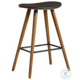 Piper Brown Faux Leather And Walnut Wood 26" Counter Height Stool