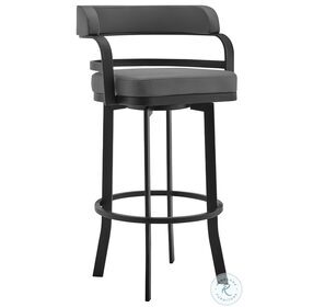 Prinz Grey Faux Leather And Black Metal 26" Swivel Counter Height Stool