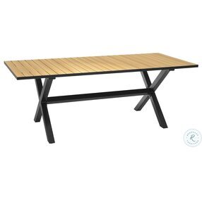 Paseo Natural And Black Aluminum Outdoor Rectangular Dining Table