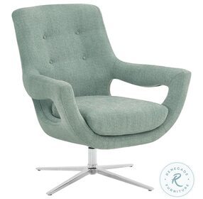 Quinn Spa Blue Fabric Contemporary Adjustable Swivel Accent Chair