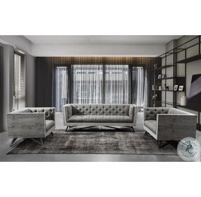 Regis Gray Fabric Contemporary Living Room Set