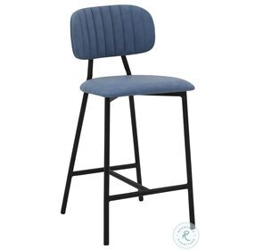 Rococo Blue Faux Leather 26" Counter Height Stool