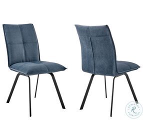 Rylee Blue Fabric And Black Matte Powder Coating Dining Chair Set Of 2