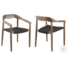 Santo Charcoal Rope And Teak Outdoor Stackable Dining Chair Set of 2