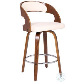 Shelly Cream Faux Leather 26" Swivel Counter Height Stool