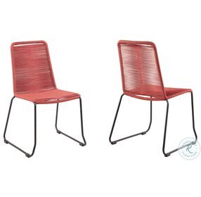 Shasta Brick Red Outdoor Metal and Rope Stackable Dining Chair Set of 2