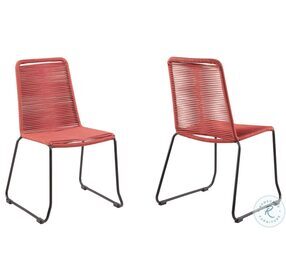 Shasta Brick Red Rope Outdoor Stackable Dining Chair Set of 2