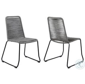 Shasta Black Powder Coated And Gray Textiling Outdoor Patio Dining Chair Set Of 2
