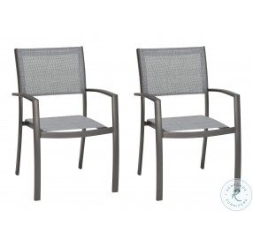 Solana Cosmos Grey Outdoor Aluminum Arm Dining Chair Set Of 2
