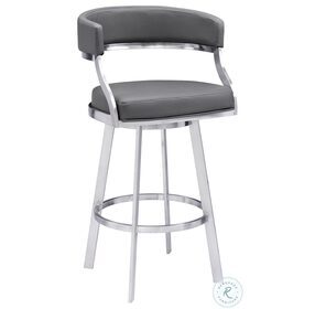 Saturn Grey Faux Leather 26" Swivel Counter Height Stool