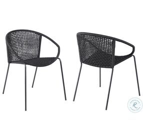 Snack Black Rope Outdoor Stackable Dining Chair Set of 2