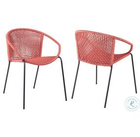 Snack Brick Red Rope Outdoor Stackable Dining Chair Set of 2