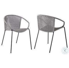 Snack Grey Rope Outdoor Stackable Dining Chair Set of 2
