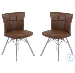 Spago Vintage Coffee Faux Leather Contemporary Dining Chair Set of 2