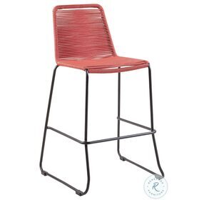 Shasta Brick Red 26" Outdoor Metal and Rope Stackable Counter Height Stool