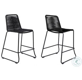 Shasta Black Rope Stackable 30" Outdoor Bar Stool Set of 2