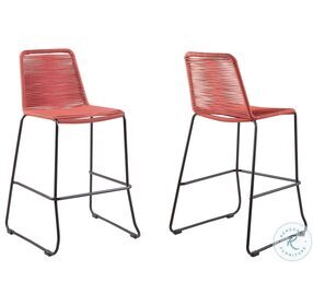 Shasta Brick Red Rope Stackable 26" Outdoor Counter Height Stool Set of 2