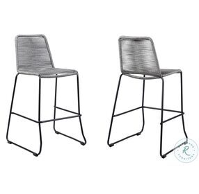 Shasta Gray Rope Stackable 30" Outdoor Bar Stool Set of 2