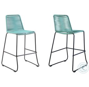Shasta Wasabi Rope And Black Metal Outdoor 26" Counter Height Stool Set Of 2