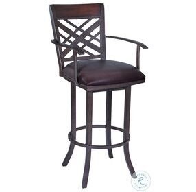 Tahiti Brown Faux Leather 26" Counter Height Stool with Arm