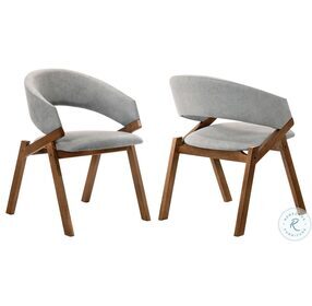 Talulah Gray Fabric And Walnut Veneer Dining Side Chair Set of 2