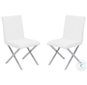 Tempe White Faux Leather Contemporary Dining Chair Set of 2