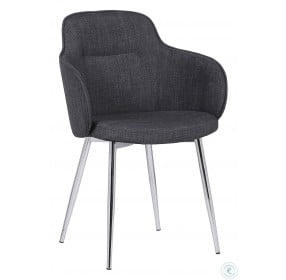 Tammy Chrome Brushed And Charcoal Fabric Dining Chair