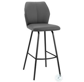 Tandy Gray Faux Leather And Black Metal 30" Bar Stool
