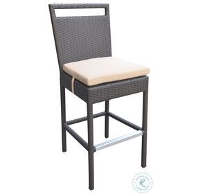 Tropez Beige Fabric Patio Wicker Outdoor bar stool