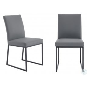 Trevor Matte Black And Grey Faux Leather Dining Chair Set Of 2