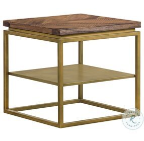 Faye Rustic Brown And Antique Brass Side table