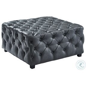 Taurus Gray Faux Leather Contemporary Ottoman
