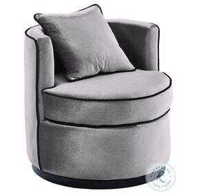 Truly Gray Velvet Contemporary Swivel Chair