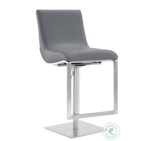 Victory Gray Faux Leather Contemporary Adjustable Swivel Bar Stool