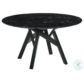 Venus Black Marble Mid Century Modern 54" Round Dining Table