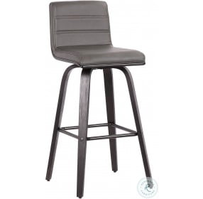 Vienna Black Brushed Wood With Grey Faux Leather 30" Bar Stool