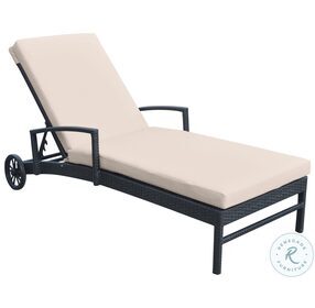 Vida Beige Fabric Outdoor Wicker Lounge Chair