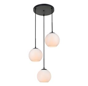 Baxter 18.1" Black And Frosted White 3 Light Pendant