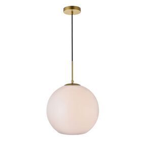 Baxter 13.8" Brass And Frosted White 1 Light Pendant