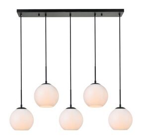 Baxter 7.9" Black And Frosted White 5 Light Pendant