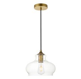 Destry 9.4" Brass And Clear 1 Light Pendant