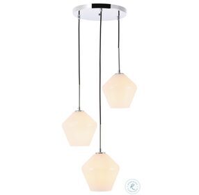 Gene Chrome And Frosted White Glass 3 Light Adjustable 86" Height Pendant