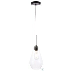 Gene Black And Clear Glass 1 Light Adjustable 12" Height Pendant