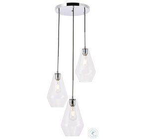 Gene Chrome And Clear Glass 3 Light Adjustable 12" Height Pendant