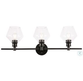 Gene Black And Clear Glass 3 Light Wall Sconce