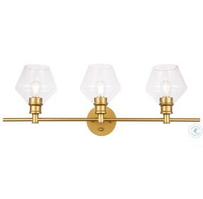 Gene Brass And Clear Glass 3 Light Wall Sconce