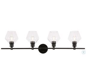 Gene Black And Clear Glass 4 Light Wall Sconce