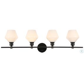 Gene Black And Frosted White Glass 4 Light Wall Sconce