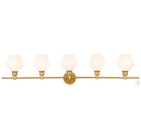 Gene Brass And Frosted White Glass 5 Light Wall Sconce