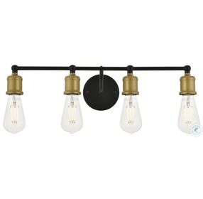 Serif Brass And Black 4 Light Wall Sconce